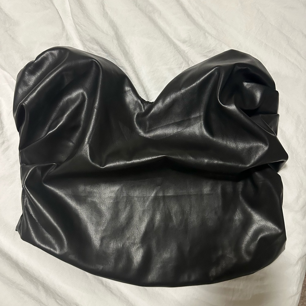 Fashion Nova Black Faux Leather Top